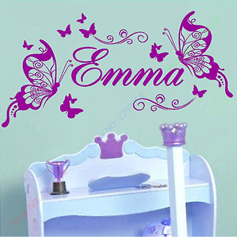 Baby Girl Nursery Quotes - Vinilo de mariposas con nombre personalizado,
