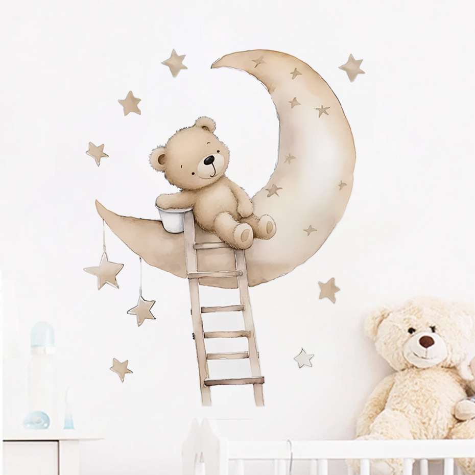 Baby Girl Nursery Quotes - Lindo oso estrella nube pegatinas de