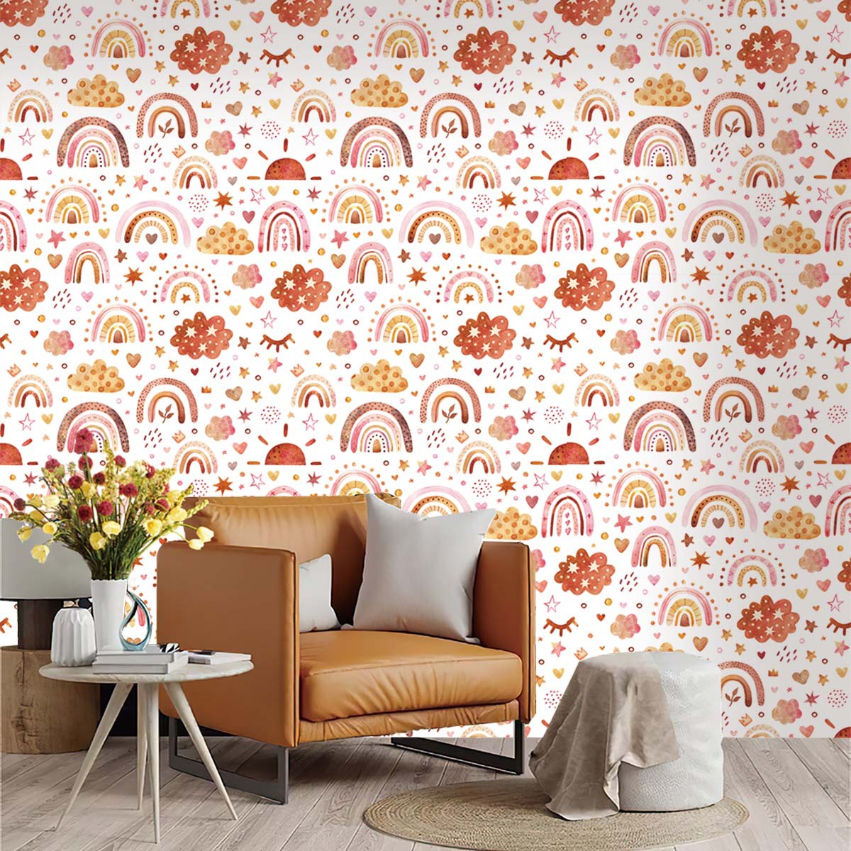 Papel tapiz bohemio de arcoíri - Baby Nursery Peel And Stick Wallpaper reseña y precio